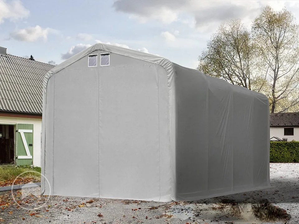 TOOLPORT 4x8m tenda garage 3,35m, PVC 850, grigio, senza statica - (99475)