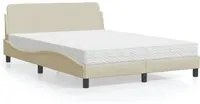 Letto con Materasso Crema 140x19 cm in Tessuto 3208389