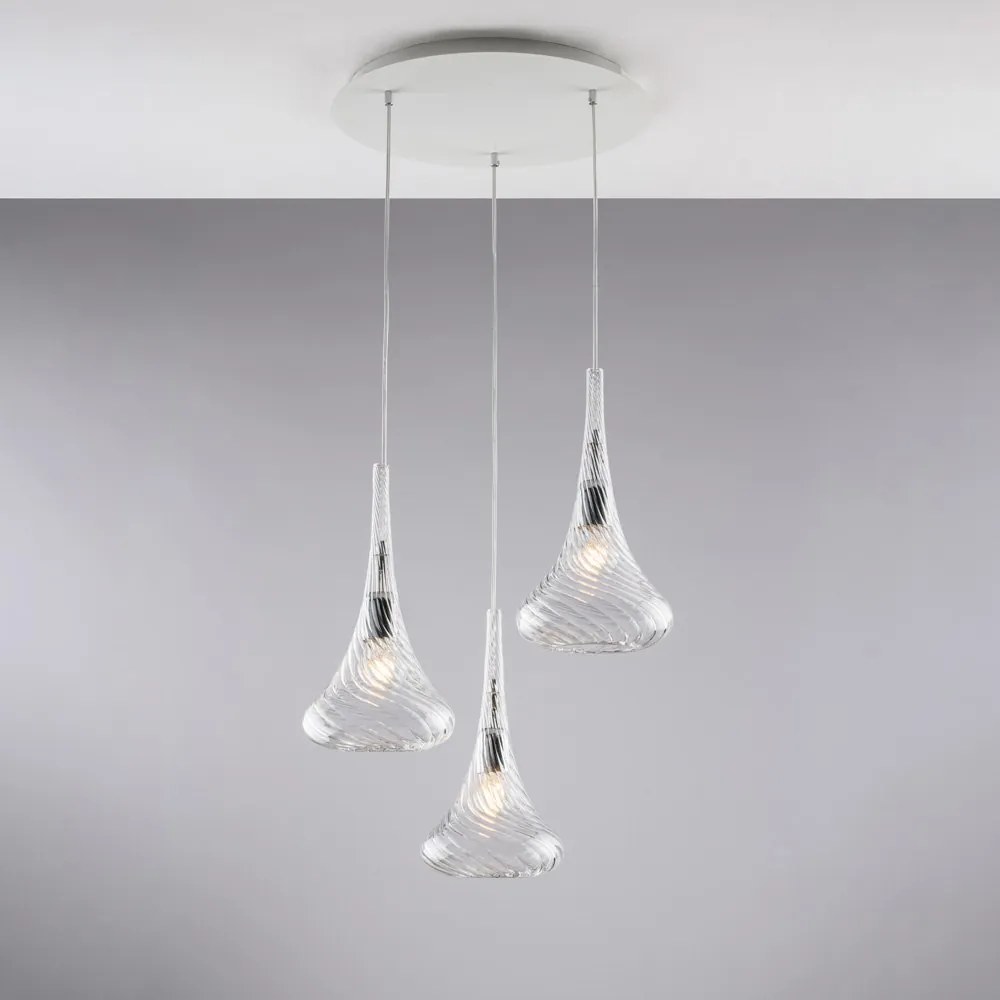 Lampadario Contemporaneo Nemesi Metallo Trasparente 3 Luci E27