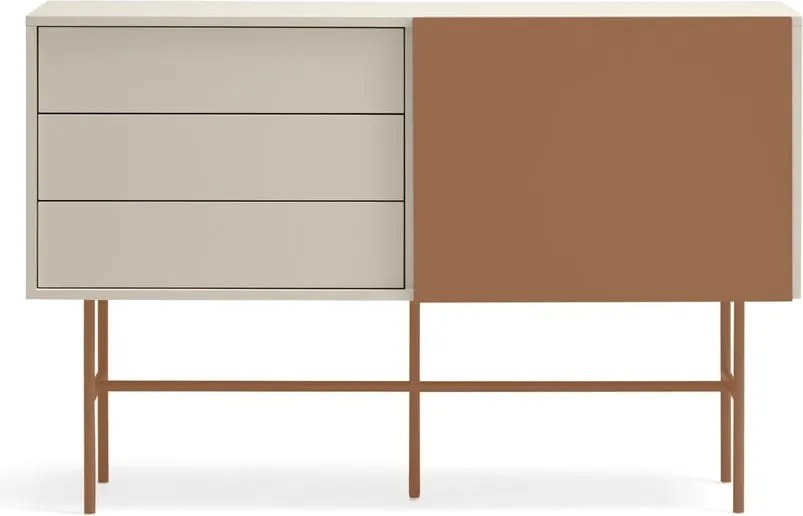 Cassettiera bassa con ante scorrevoli in mattone/beige 140x91 cm Nube - Teulat