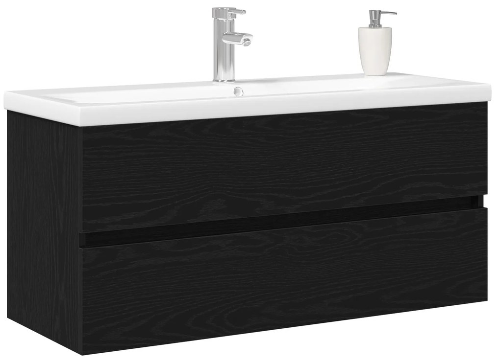 Mobile lavabo con lavabo integrato rovere nero in legno ingegnerizzato