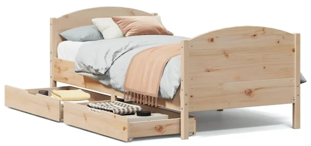 Letto senza materasso 75x190 cm in legno massello pino