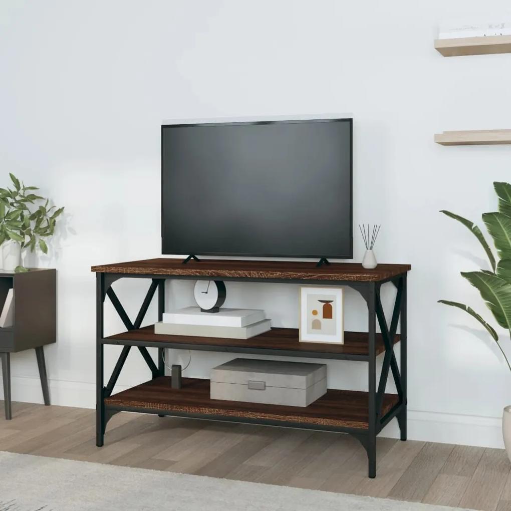Mobile porta tv rovere marrone 80x40x50 cm in legno multistrato