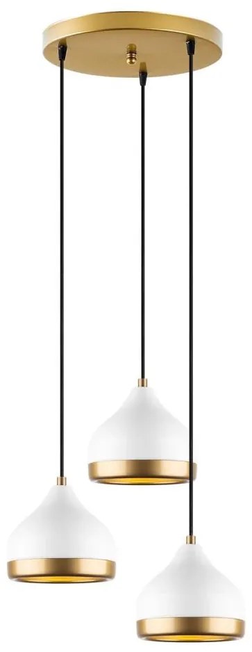 Lampadario a sospensione con cavo YILDO 3xE27/40W/230V bianco/oro