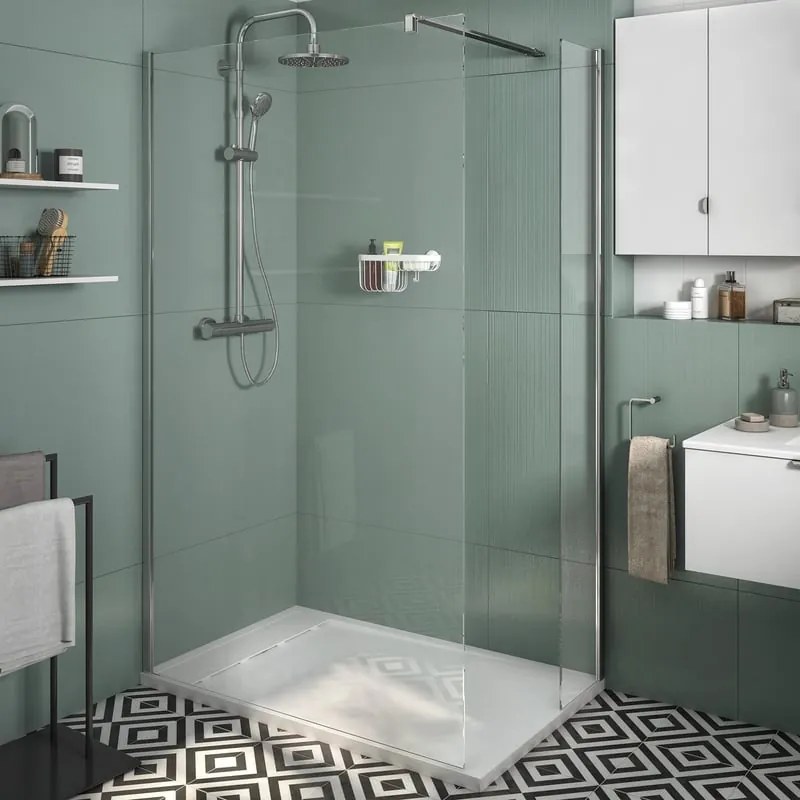 Box doccia walk-in Neo, vetro 8 mm, L 28.6-30 cm x H 200 cm, profilo cromo