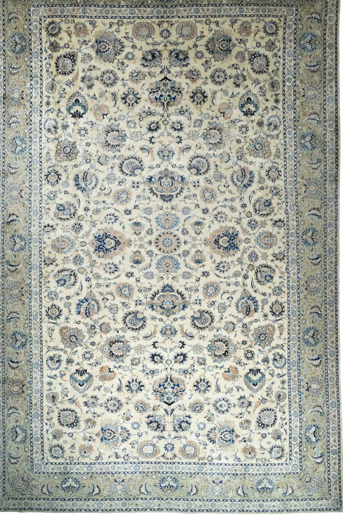 Kashan Tappeto 660x430 Beige (Iran) Annodato A Mano
