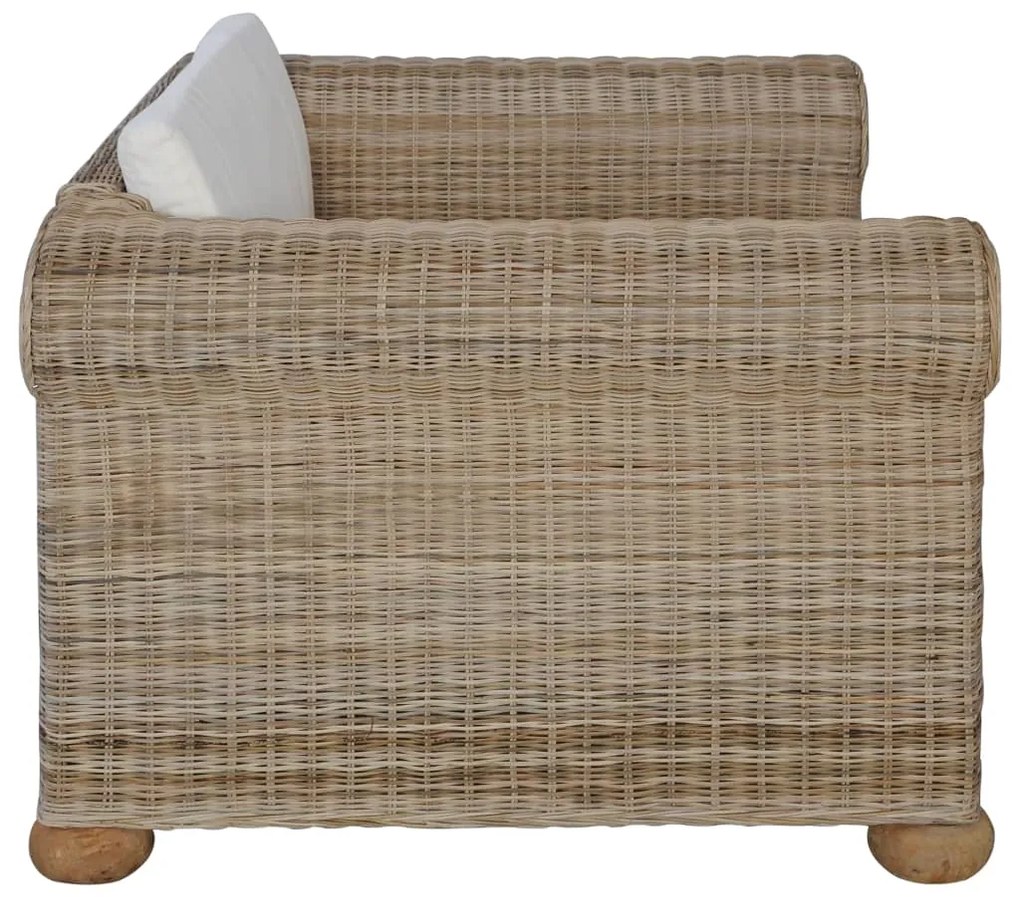 Set di divani 3 pz con cuscini in rattan naturale