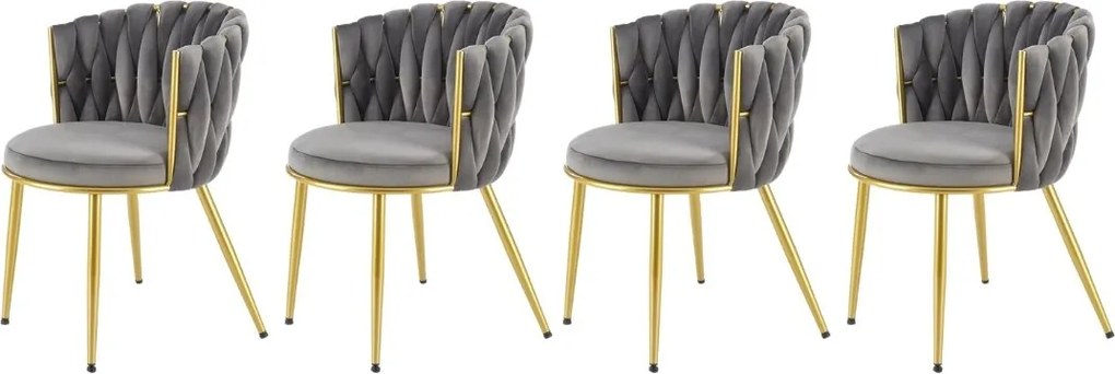 Set di 4 sedie K517 velluto grigio/oro