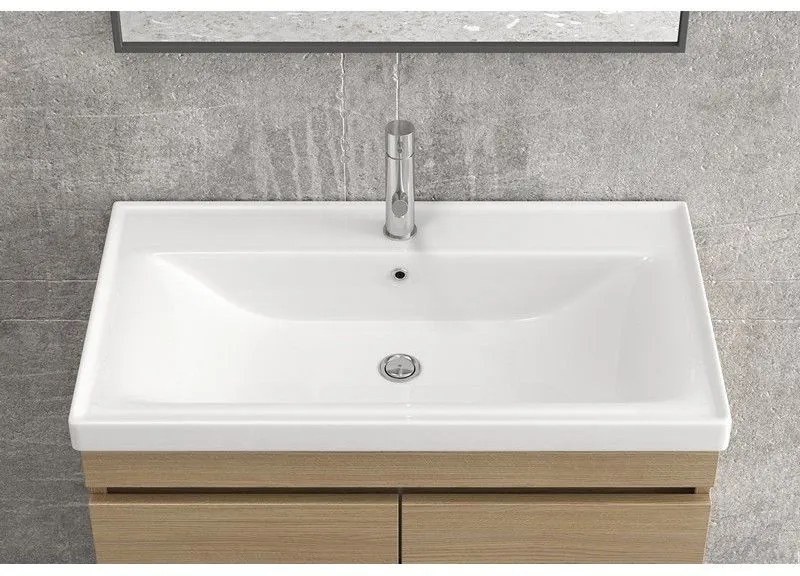 Kamalu - mobile bagno sospeso 80cm lavabo incasso e due ante sv-80a