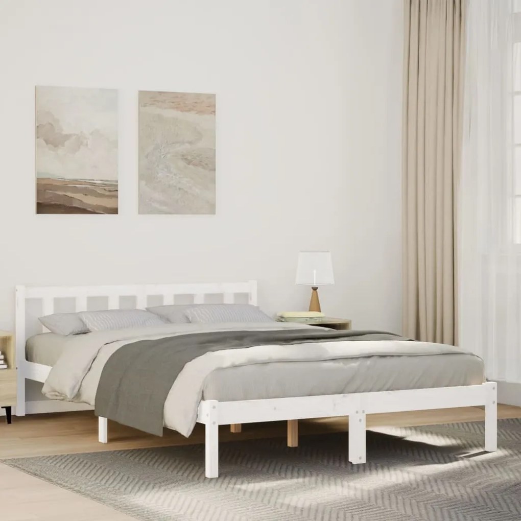 Letto Extra Lungo Senza Materasso 160x220 Cm İn Legno Di Pino /