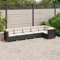 Set Divano da Giardino 6 pz con Cuscini Nero in Polyrattan 3261845