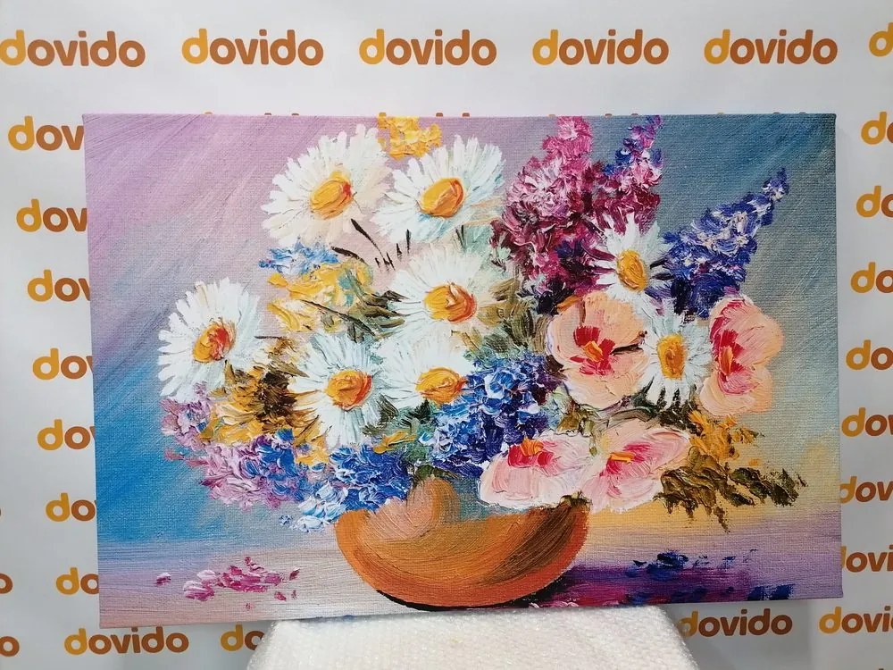 Quadro su tela – Dipinto a olio di fiori estivi