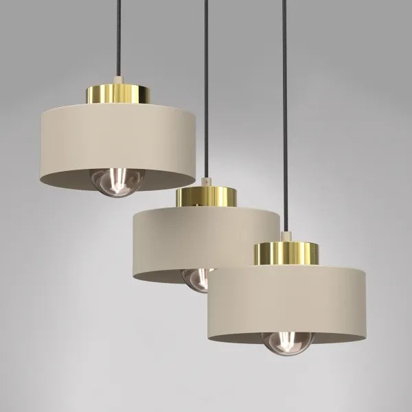 Lampadario a sospensione con filo MARTI 3xE27/15W/230V beige/oro