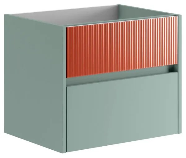 Mobile da bagno sotto lavabo Niwa verde timo frontale in vetro paprika laccato opaco L 59.5 x H 50 x P 45.5 cm 2 cassetti, lavabo non incluso