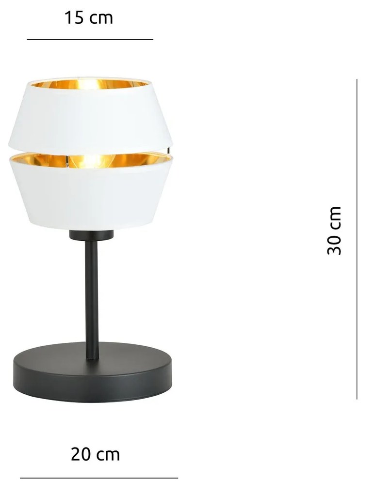 Lampada Da Tavolo Contemporanea 1 Luce Piano In Metallo Bianco E Oro