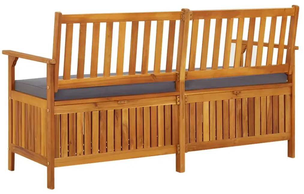 Cassapanca con cuscino 148 cm in legno massello di acacia