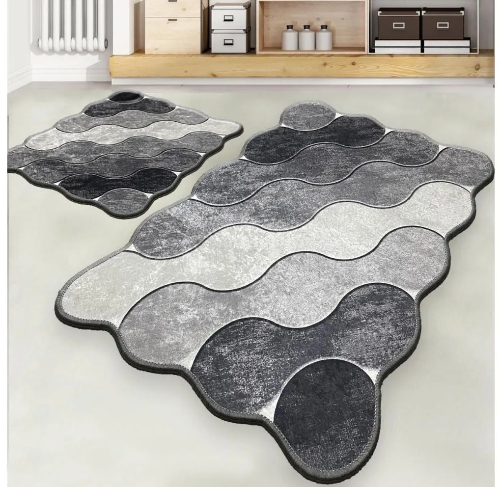 SET 2x Tappeto da bagno CIRCLE 60/100 cm grigio