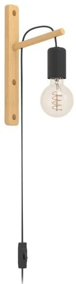 Eglo 44013 - Applique POCKLEY 1xE27/10W/230V marrone/nero