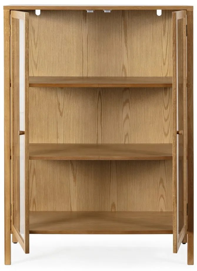 Vetrina di colore naturale con effetto rovere 90x126x40 cm Ceci – MOME