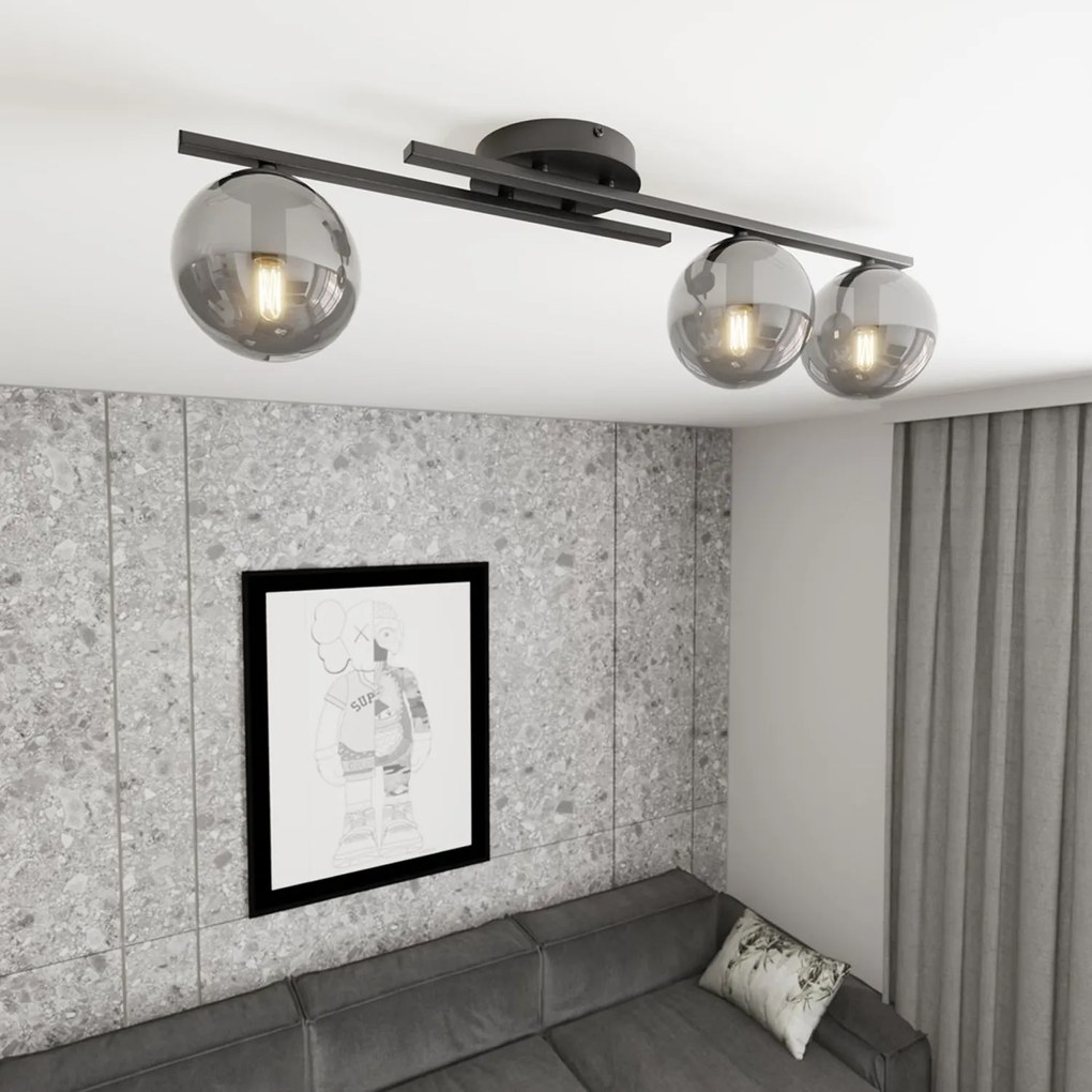 Plafoniera Moderna Nettuno Acciaio Nero 3 Luci E14 Ip20