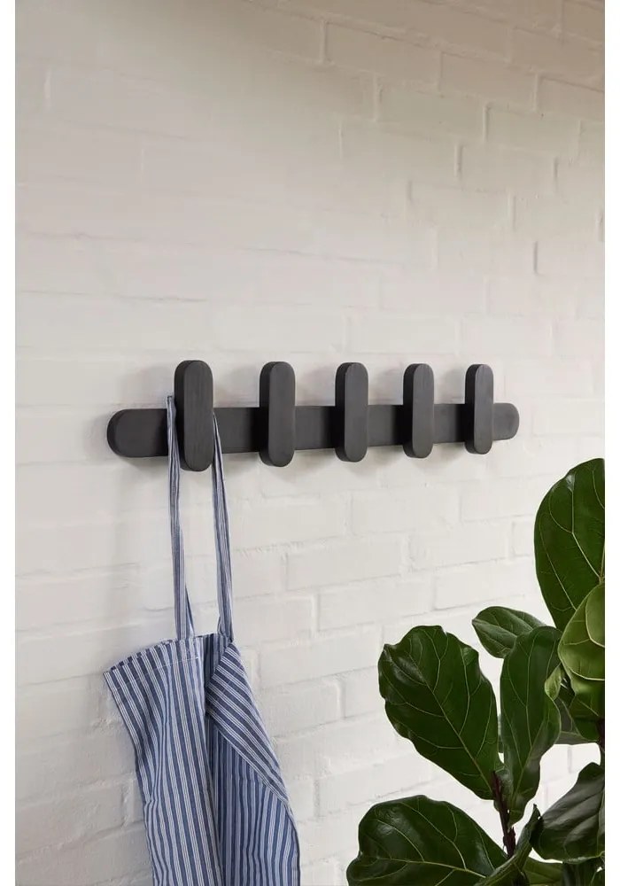 Appendiabiti da parete nero in legno di frassino Merry - Hübsch