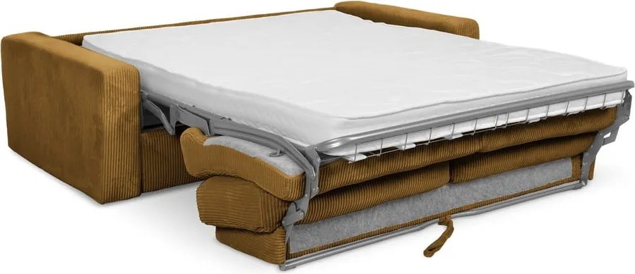 Divano color senape allungabile con rivestimento in velluto a coste 195 cm Nona – Makamii