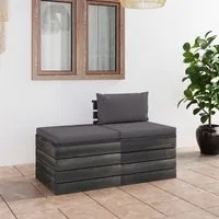 Set Divani da Giardino su Pallet 2 pz con Cuscini Massello Pino cod mxl 45052