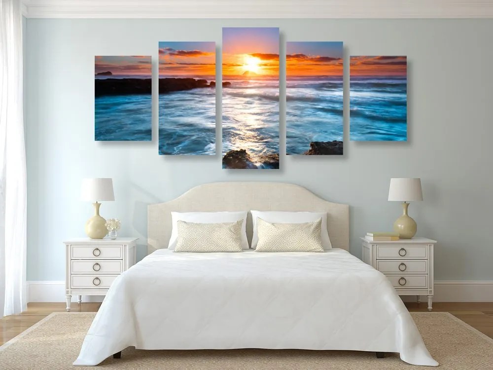 Quadri 5 pezzi – Sole sul mare