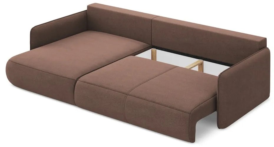 Divano angolare rosa allungabile/con contenitore (con penisola a sinistra) Nanea – Makamii