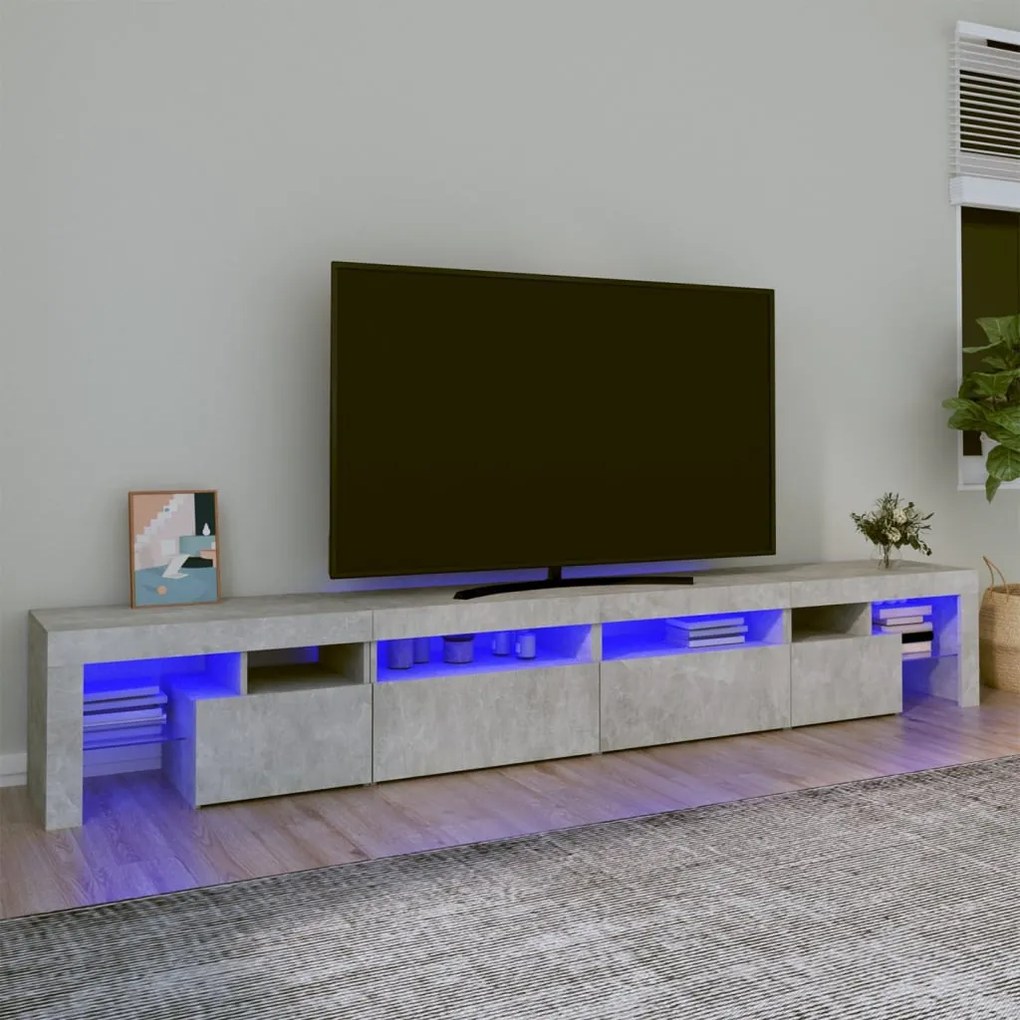 Mobile Porta Tv Con Luci Led Grigio Cemento 260x36,5x40 Cm /