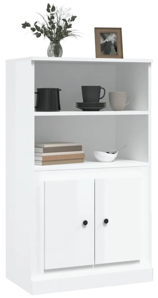 Credenza bianco lucido 60x35,5x103,5 cm in legno multistrato