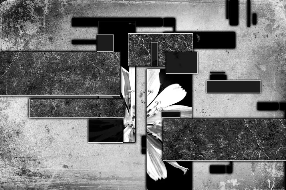 Carta da parati – Astratto floreale in bianco e nero