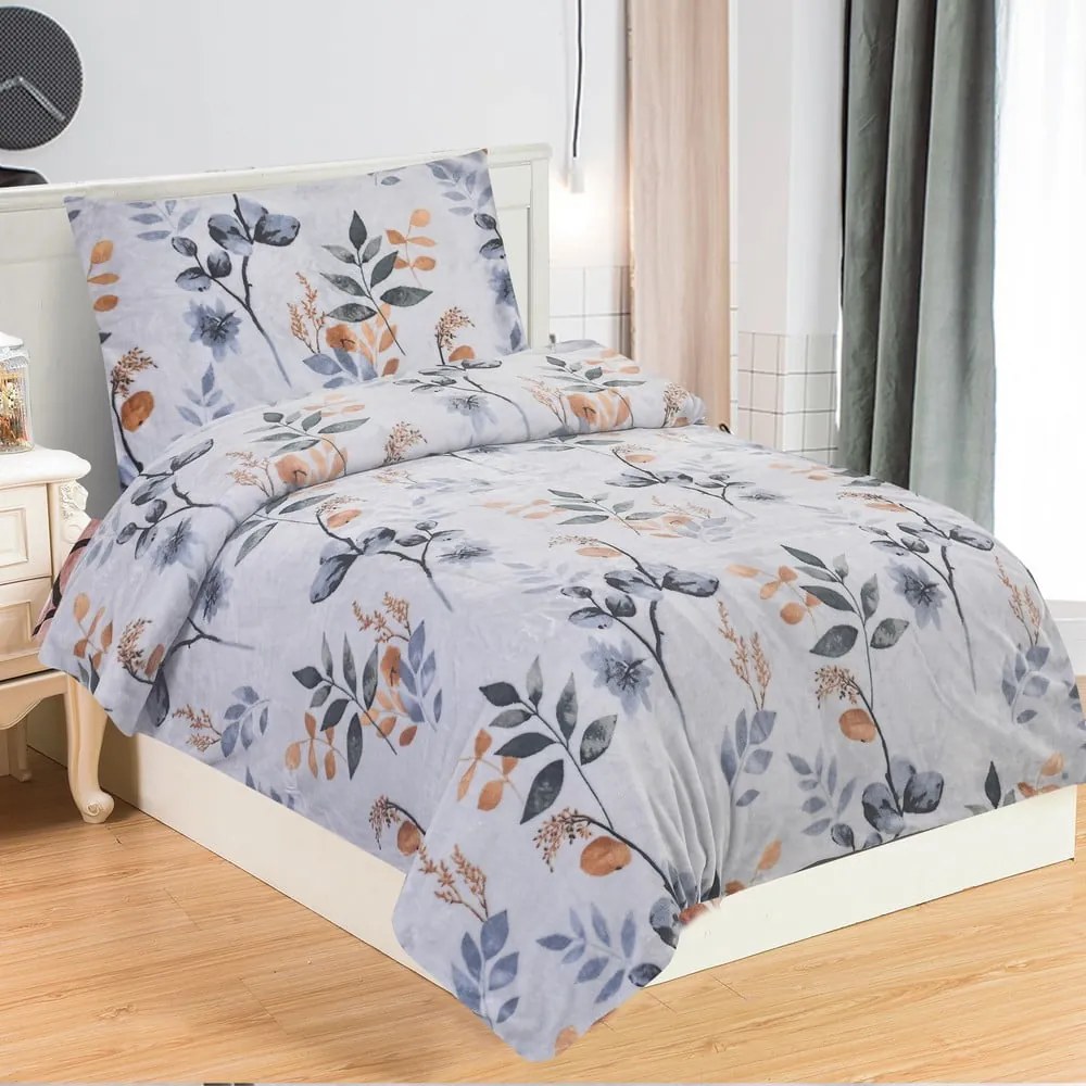 Set copripiumino e federa blu polveroso in micropile per letto singolo 140x200 cm Greta – My House