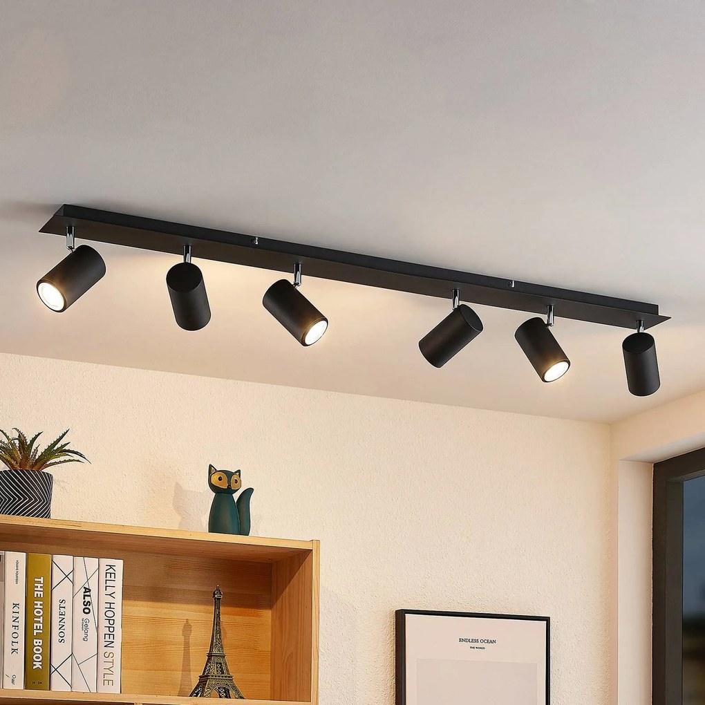 Lindby Joffrey faretto da soffitto, 6 luci, nero