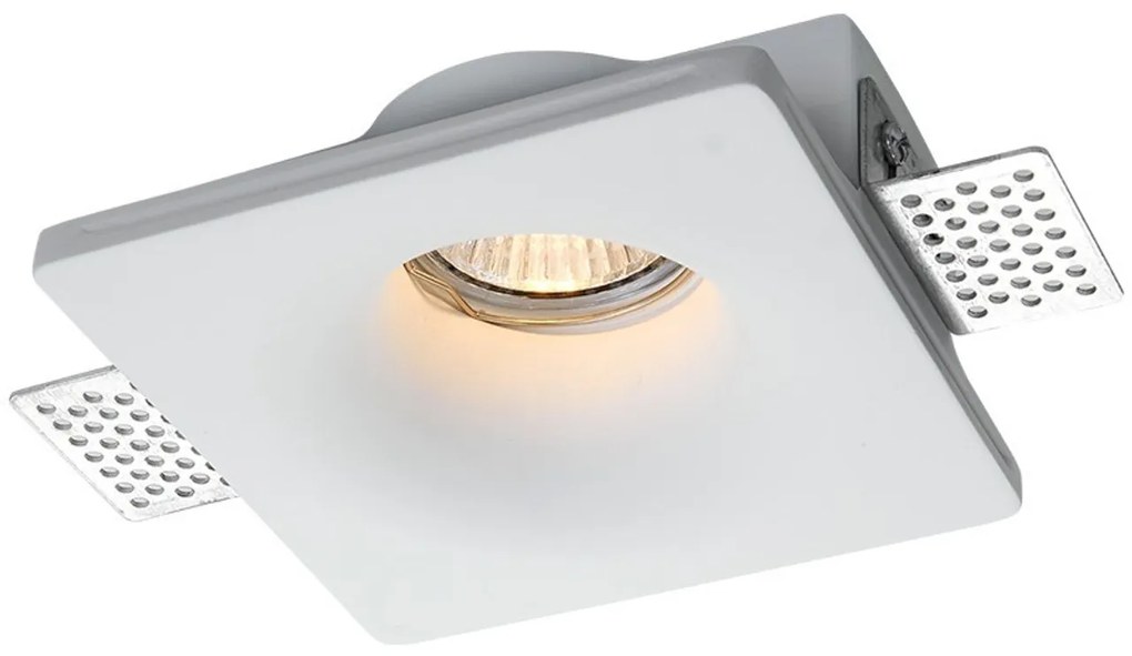 Portafaretto Quadrato GU10 e MR16 in Gesso Pitturabile Ø120x120 mm