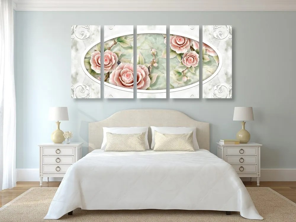 Quadri 5 pezzi – Rose di pietra