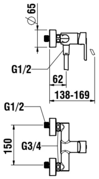 LAUFEN H3310810041311 - Set doccia con miscelatore LUA, finitura cromo lucido