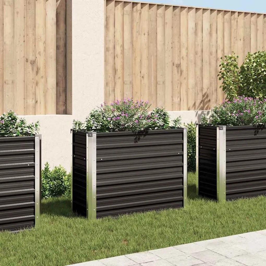 Fioriera Per Giardino Antracite 100x40x77 Cm İn Acciaio Zincato /