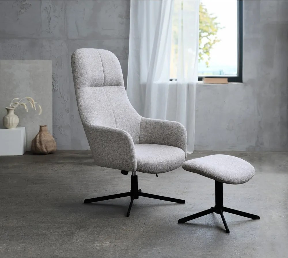 Poltrona da relax grigio chiaro girevole Manning – Unique Furniture