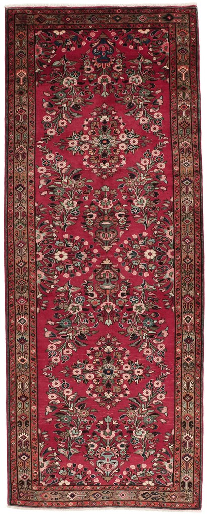Hamedan Tappeto persiano 340x130 Rosso (Iran) Annodato A Mano