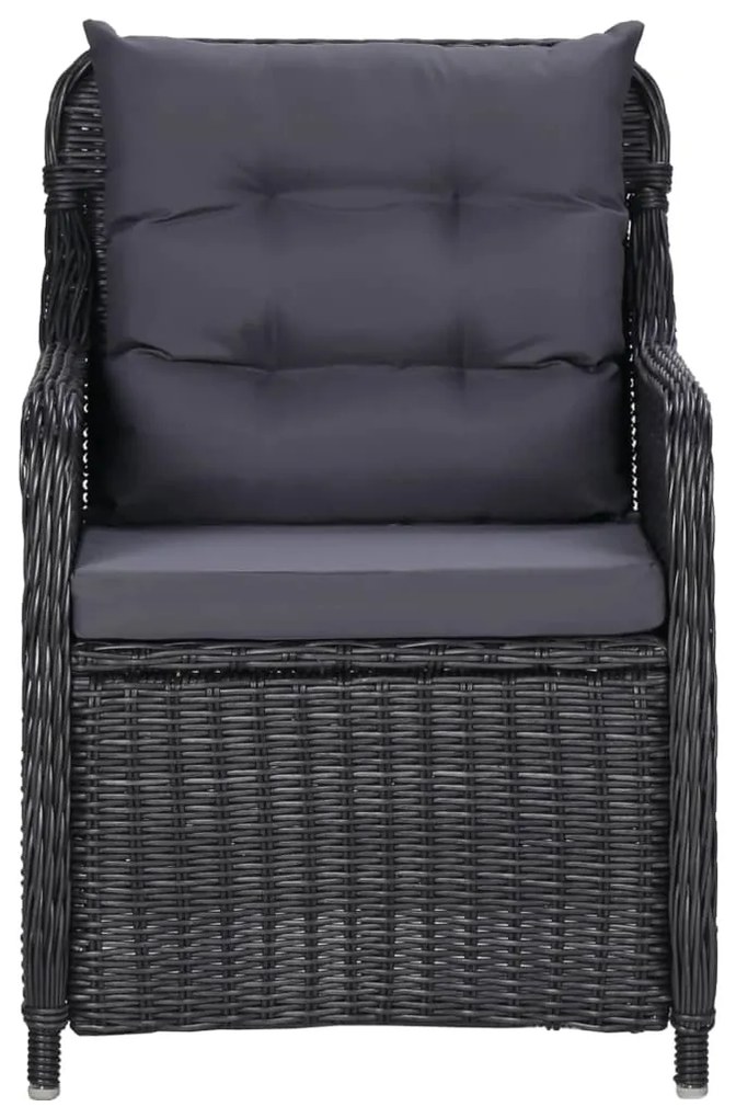 Set da pranzo da giardino 7 pz in polyrattan nero