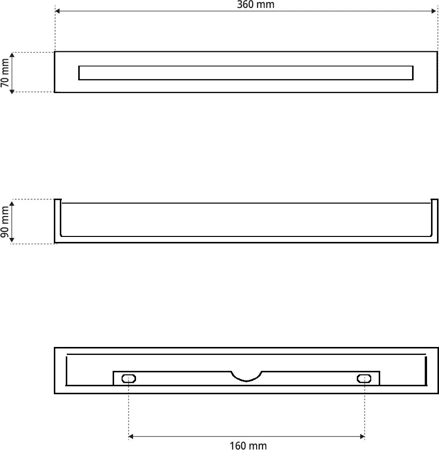 Applique da Parete 2xE14 Rettangolare 36cm in Gesso Pitturabile