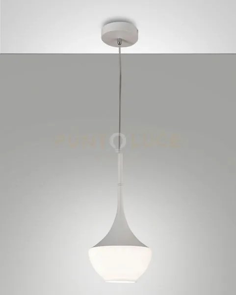 Apollo sospensione bianca 1 luce attacco e27 d.20cm in metallo e vetro