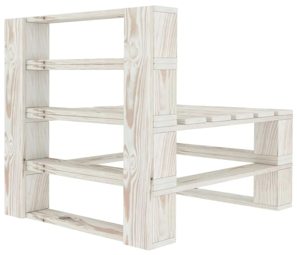 Set Salotto da Giardino 5 pz Pallet in Legno Bianco