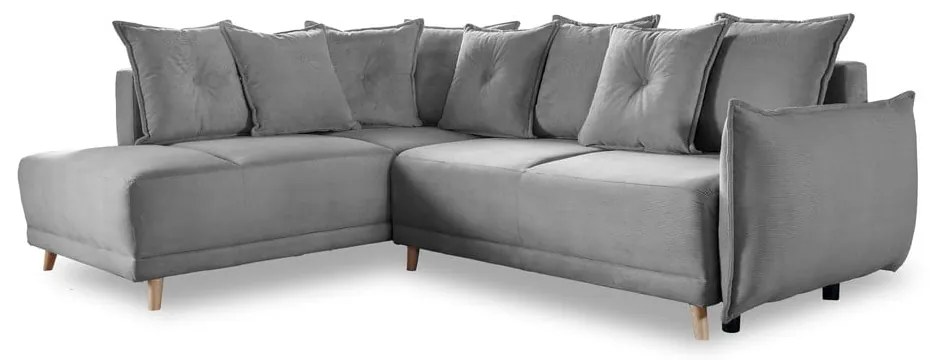 Divano letto in velluto a coste grigio (angolo sinistro) Lazy Lukka - Miuform