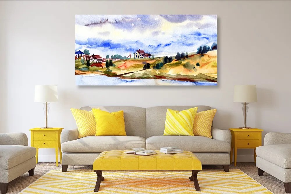 Quadro su tela – Villaggio acquerellato