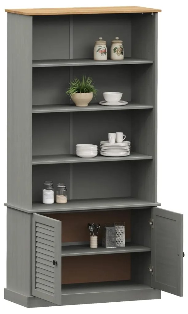 Libreria VIGO 85x35x170 cm in Legno Massello di Pino Grigio