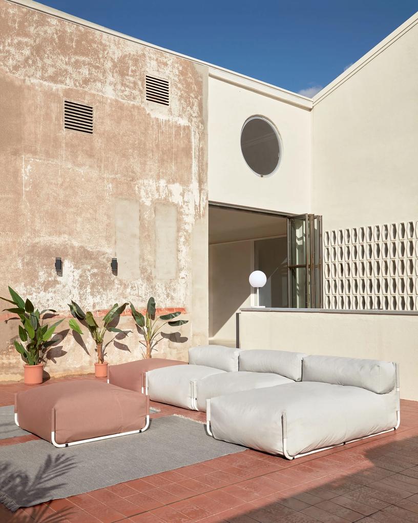 Kave Home - Pouf divano modulare longue outdoor Square grigio chiaro alluminio bianco 165x101cm