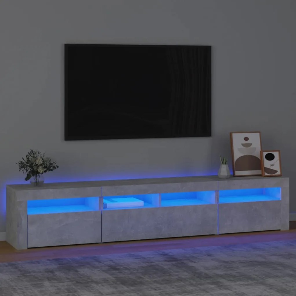 Mobile Porta Tv Con Luci Led Grigio Cemento 210x35x40 Cm /
