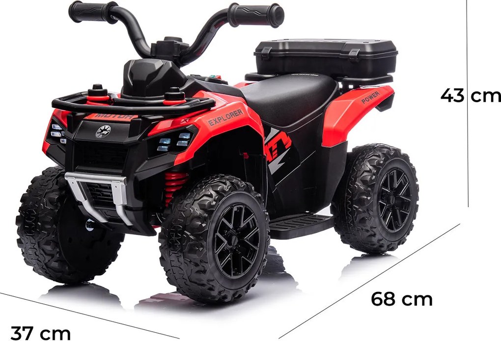 Quad Elettrico per Bambini Safari 6V con Bauletto Posteriore Rosso...